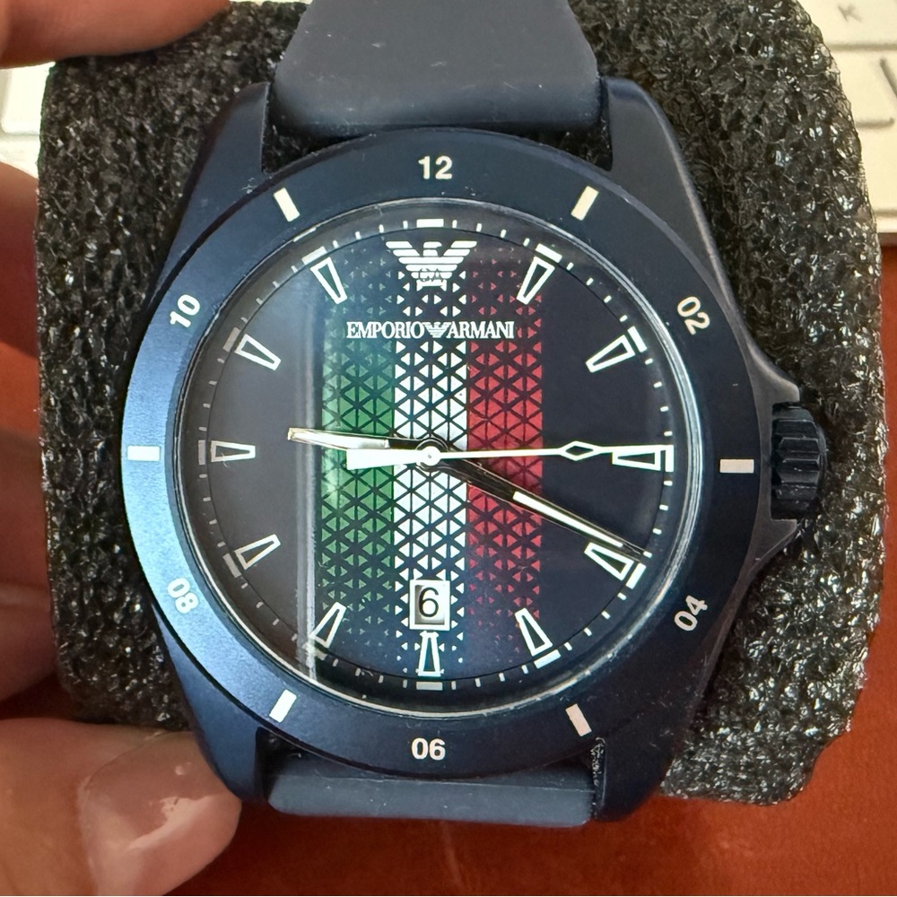 Emporio Armani Men’s Italian Flag Stripe Watch